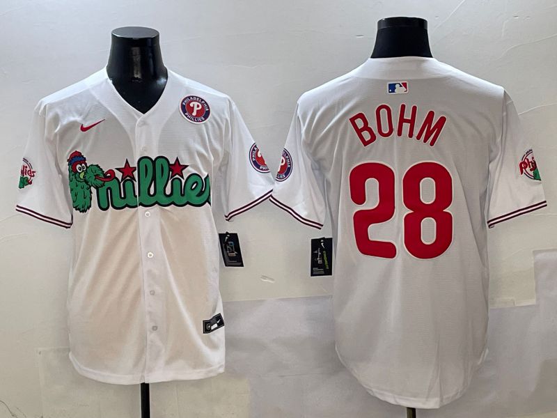 Men Philadelphia Phillies #28 Bohm White three generations Joint Name Nike 2025 MLB Jersey style 5->philadelphia phillies->MLB Jersey